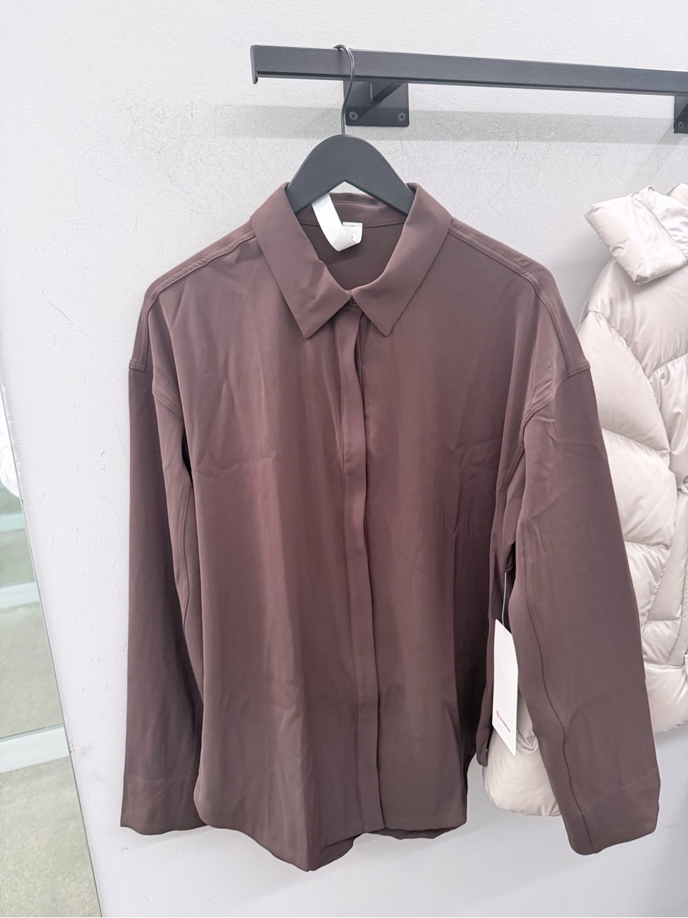 New Lululemon Long Button-Front Shirt color espresso